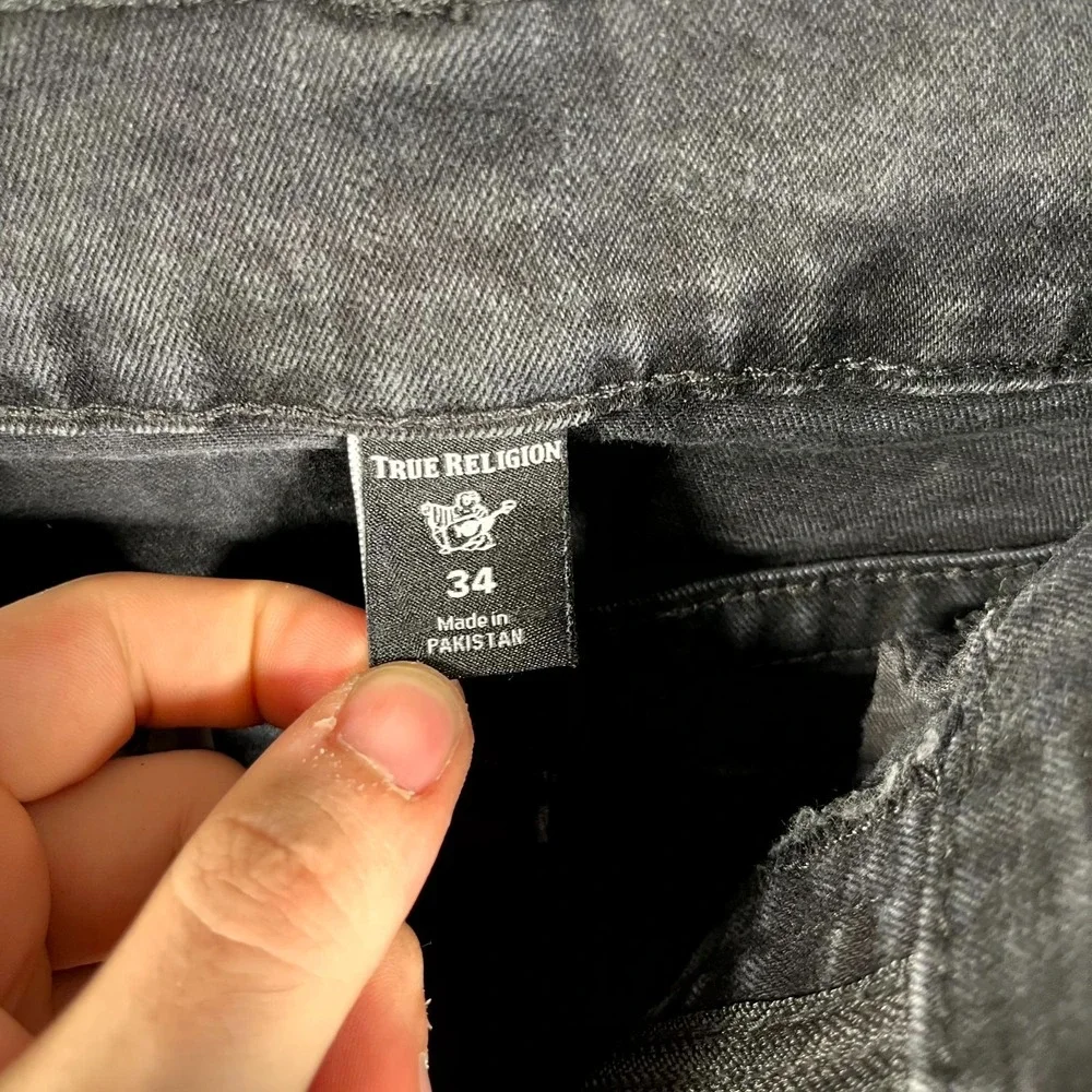 True Religion Jeans Mens 34‎ Black Denim Everyday Wear Dark Wash Straight Leg